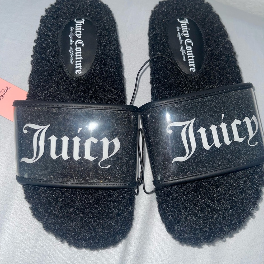 Juicy Couture Sherpa Slide Sandals Women’s Size 6 New With Tag